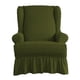 thumbnail image 1 of Funda protectora para sillón orejero monocromático de seersucker con volantes Verde, 1 of 7