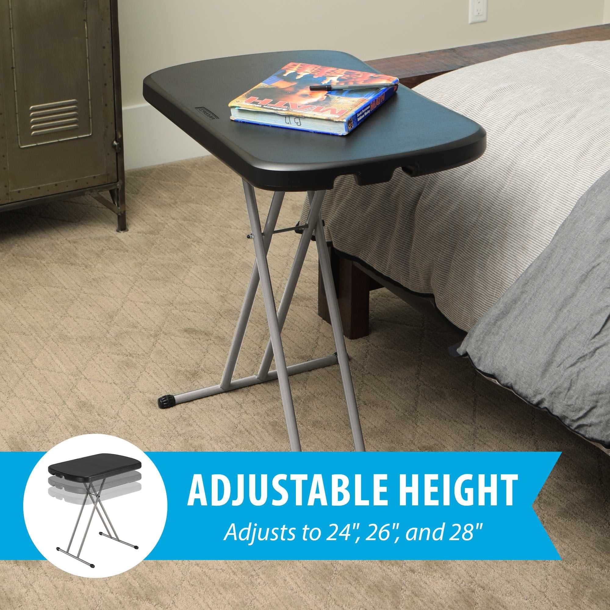 Lifetime Height Adj. 26 in. Laptop Table/TV Tray, Indoor/Outdoor Light Commercial Grade, Black