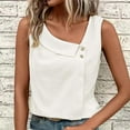 thumbnail image 2 of Women's Skew Neck Dressy Tank Button Front Casual Sleeveless Tops Loose Office Blouse Summer Shirts, 2 of 3