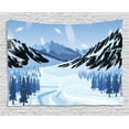thumbnail image 1 of Northwoods Tapestry, Highlands Landscape with Mountains and Forest in a Blizzard Icy Roads, Wall Hanging for Bedroom Living Room Dorm Decor, 80W X 60L Inches, Baby Blue Black Blue, by Ambesonne, 1 of 2