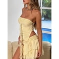 thumbnail image 3 of JYYYBF Women Irregular Tube Tops Summer Lace Patchwork Strapless Cropped Bandeau Backless Shirts for Streetwear, 3 of 9