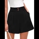 thumbnail image 1 of Pantalones Cortos de Trabajo Informales para Mujer, de Verano 2025, con Cintura Alta Elástica, Plisados, Aberturas Laterales y Bolsillos. Negro XXL, 1 of 9