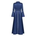 thumbnail image 4 of Runhomal Women's Pastor Pulpit Robes Flared Sleeves Church Clergy Maxi Dress Priest Liturgical Navy Blue L, 4 of 6