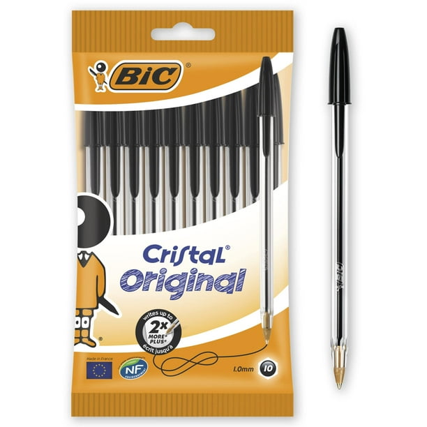 Bic 830864 BiC Cristal Original Bolígrafo de 1,0 mm, paquete de 10, negro El embalaje puede variar