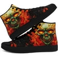 thumbnail image 4 of Coolcustomize Fashion Gothic Skull Flame High-Top Canvas Shoes for Men Women Stylish Comfort Unisex Lace up Flat Walking Casual Sneakers, 4 of 7