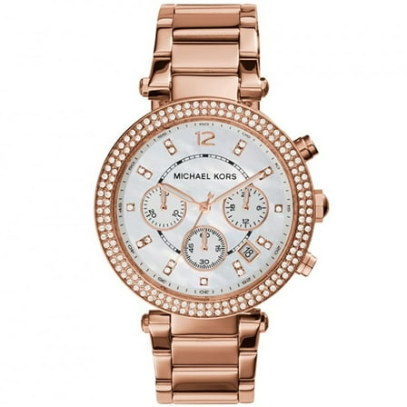 Michael Kors Women's Parker 39mm Rose Gold-Tone Steel Bracelet & Case Quartz MOP Dial Analog Watch MK5491