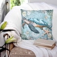 thumbnail image 3 of 24x24 Pillow Covers Set of 2, Sea Turtle Coastal Throw Pillow Covers Decorative Couch Cushion Case, Vintage Teal Nautical Beach Botanical Microfiber Square Pillowcases for Bedroom Car Living Room, 3 of 7