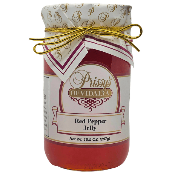 Prissy’s of Vidalia Red Pepper Jelly – Sweet & Spicy Gourmet Spread, Perfect for Glazing Meats, Cheese Pairings, and Dipping – 10.5 oz Jar