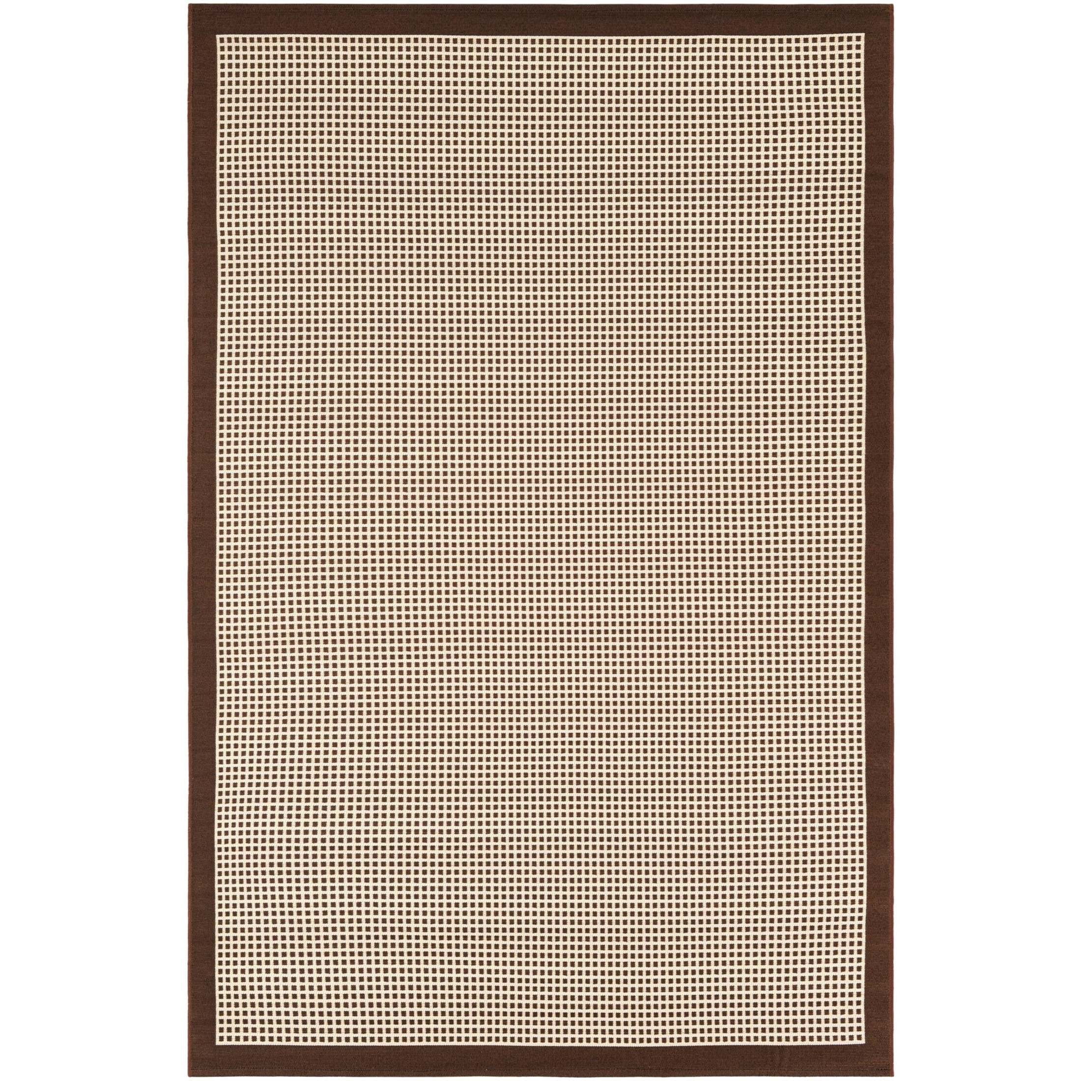 Unique Loom Outdoor Border Collection Area Rug - Frame (5' 1" x 8' Rectangle Brown/Ivory)