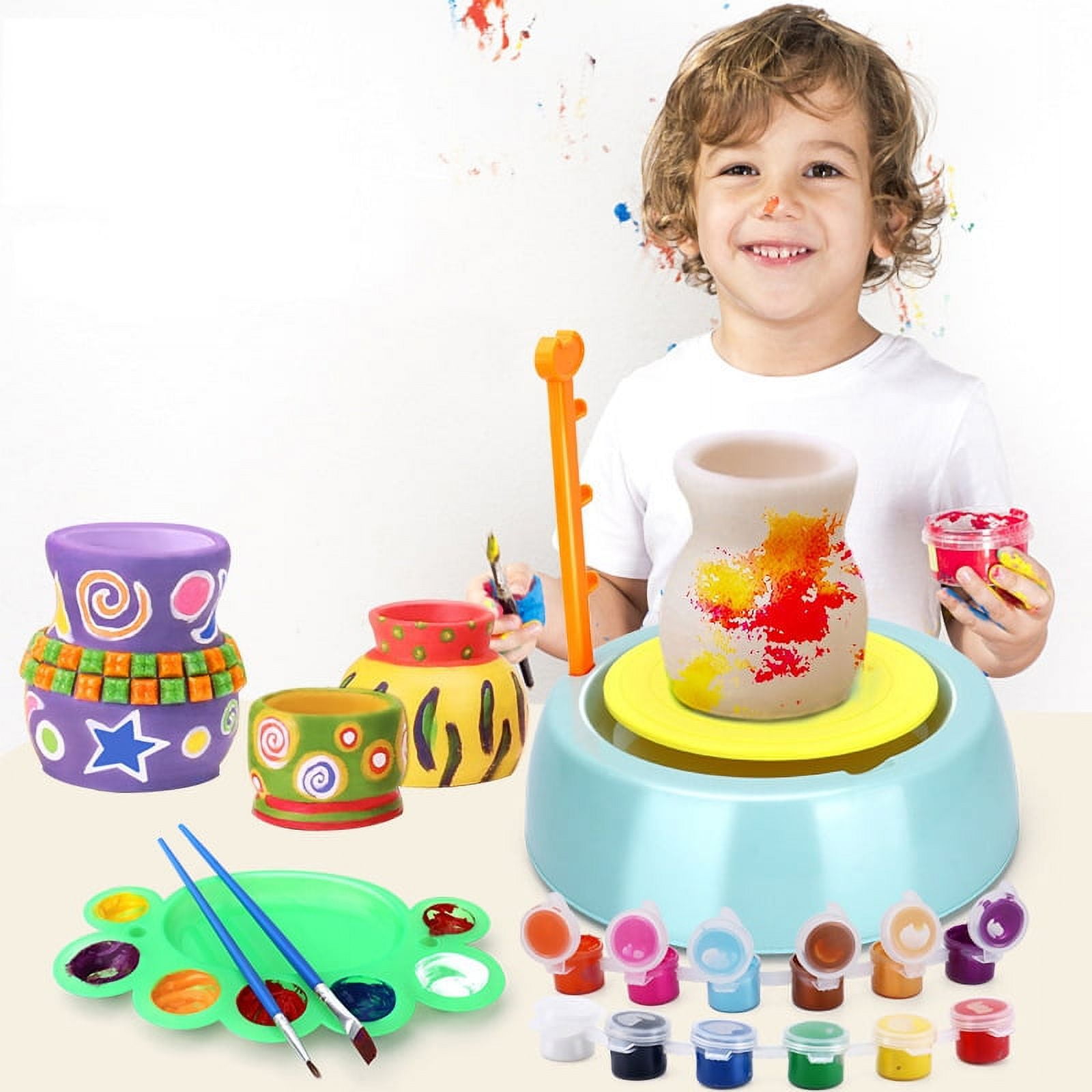 Heiheiup and Wheel Bginners Kids Pottery Paints Kit for Clay with Tools For  Kids Toy DIY Education Kids 2-4