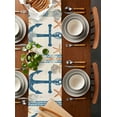 thumbnail image 5 of Nautical Anchor Blue Burlap Cotton Table Runner 16x72 Inches Long, Summer Coastal Starfish Farmhouse Table Runners, Outdoor Dining Tablecloths Decor for Baby Shower/Party/Wedding, 5 of 6