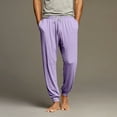thumbnail image 2 of WTOBBY Men's Comfortable Home Sleep Drawstring Pocket Cuffed Casual Pants Soft Elastic Waist Lounge Men's Trousers,Light Purple XL, 2 of 8