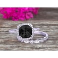 thumbnail image 3 of 2.55 Carat Cushion Cut Vintage Looking Black Diamond Moissanite Bridal Ring with Wedding Band on 10k White Gold, 3 of 6