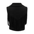 thumbnail image 5 of Lixiuxyad Womens Cardigans Women's Solid Fringed Hippie Vest Sleeveless Denim Western Velvet Fringed Jacket,Black, 5 of 6