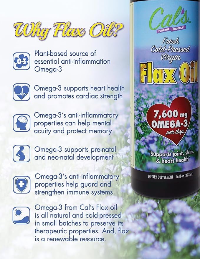 Cal's Flax Oil - Omega-3, 100% Pure Flaxseed Oil - 32 oz
