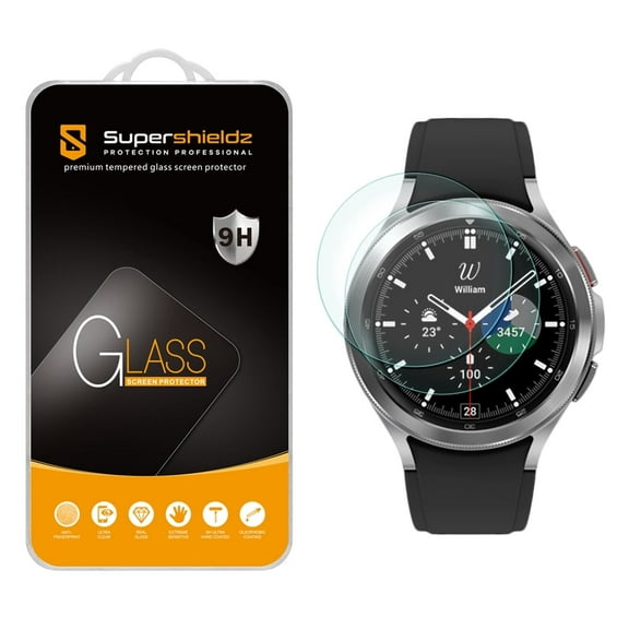 [2-Pack] Supershieldz for Samsung Galaxy Watch 4 Classic (46mm) Tempered Glass Screen Protector, Anti-Scratch, Anti-Fingerprint, Bubble Free