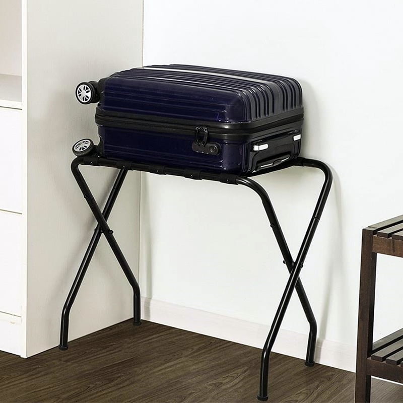 UBesGoo Portable Folding Luggage Rack Suitcase Stand Holder Shelf for Travel, Home, Hotel, Guest Room, Bedroom, Black