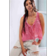 thumbnail image 3 of Blusas de Verano Bohemias con Lazo Frontal para Mujer, Blusas Playeras de Encaje con Botones, Sin Mangas, de de , Y2k 2025, Rosa, L, 3 of 5