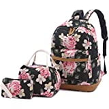 Private Jungle Teen Girl School Backpack with Lunch Box Pencil Case, 3 in 1 Canvas Student BookBag Set for Elementary School (Black Floral) Private Jungle Teen Girl School Backpack with Lunch Box Pencil Case, 3 in 1 Canvas Student BookBag Set for Elementary School (Black Floral)