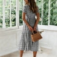 thumbnail image 4 of MYAOYI Womens Dresses A Line Midi Dress for Women Square Neck Short Sleeve Ditsy Floral Flowy Summer Casual Dress, 4 of 7