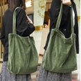 thumbnail image 5 of Bolso de mano de pana para mujer, bolsos informales, bolso de compras de gran capacidad con bolsillo JFHHH pequeña, 5 of 5