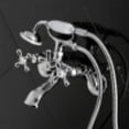 thumbnail image 2 of Kingston Brass KS266C Kingston Wall Mount Clawfoot Tub Faucet with Hand Shower, Polished Chrome, 2 of 5