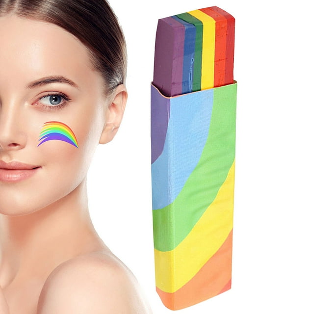 Pincel de abanico arcoíris, pintura facial, pinturas coloridas para rostro y cuerpo, pintura facial arcoíris, lápices de colores, disfraces para celebraciones del Orgullo Gay Lésbico
