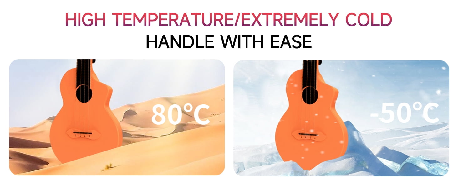 Donner Ukulele for Beginner 23“ Professional Carbon Fiber Travel Ukulele Kit with Bag, Orange