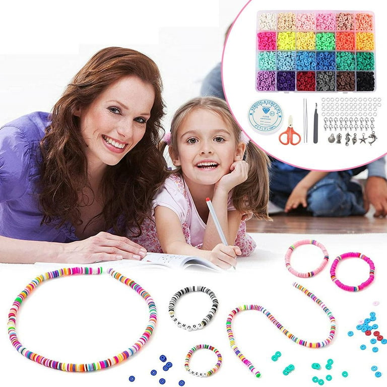 5Pcs/Set Lover Elastic Bracelet Letter Print Polymer Clay Beads