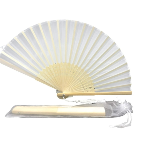 Fabric Handheld Folding Hand Fan With a Tassel Grade A Bamboo Ribs Summer Party Event