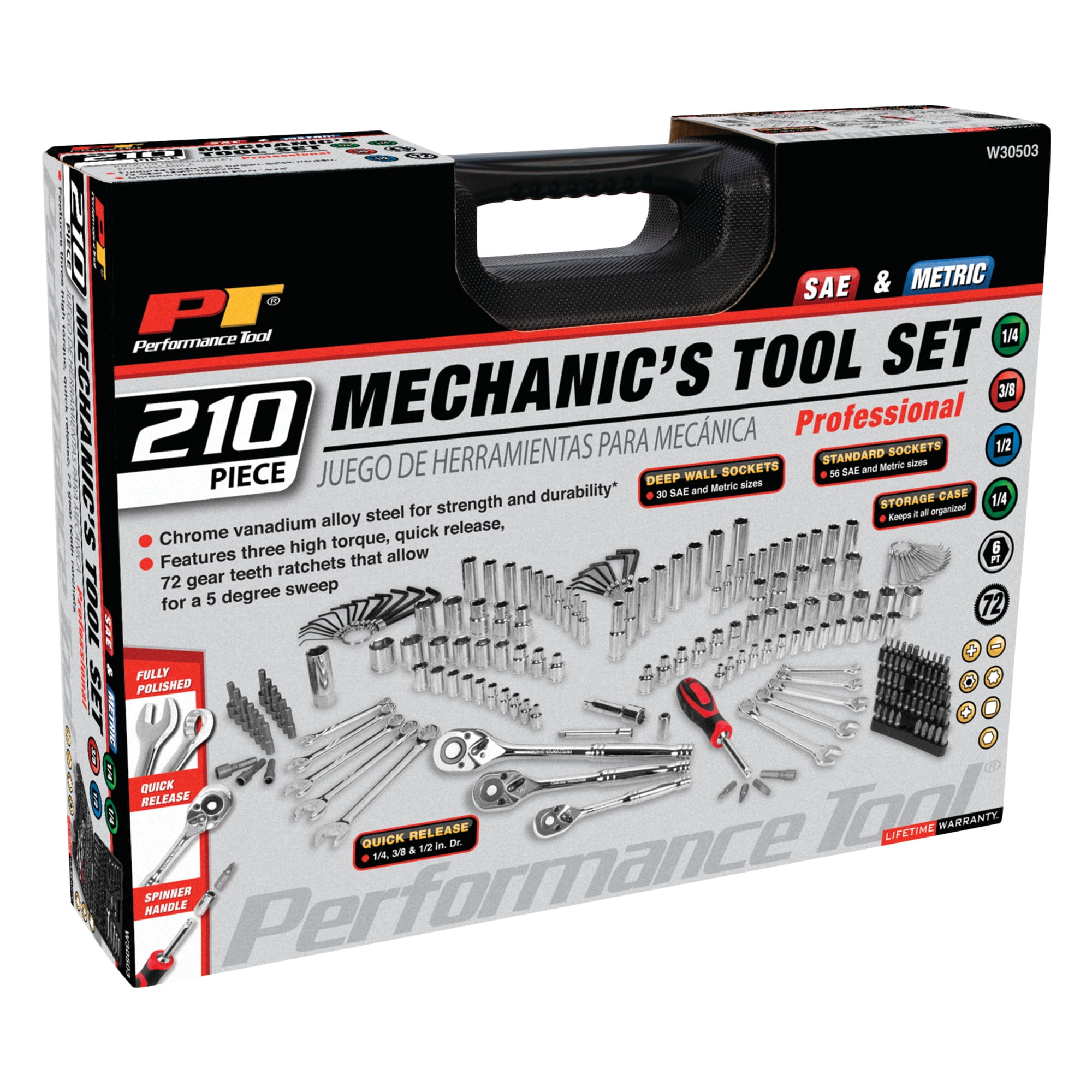 Performance Tool W30503 210pc Mechanic's Tool Set