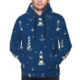 thumbnail image 2 of Bingfone Lighthouses and Anchors Men's Drawstring Hoodie Long Sleeve Pocket Sweatshirts-X-Large, 2 of 6