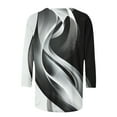 thumbnail image 5 of Viluyesy 3/4 Sleeves T-Shirt Women Round Neck Shirt Tops Relaxed Button Loose Blouse Black Size S, 5 of 7