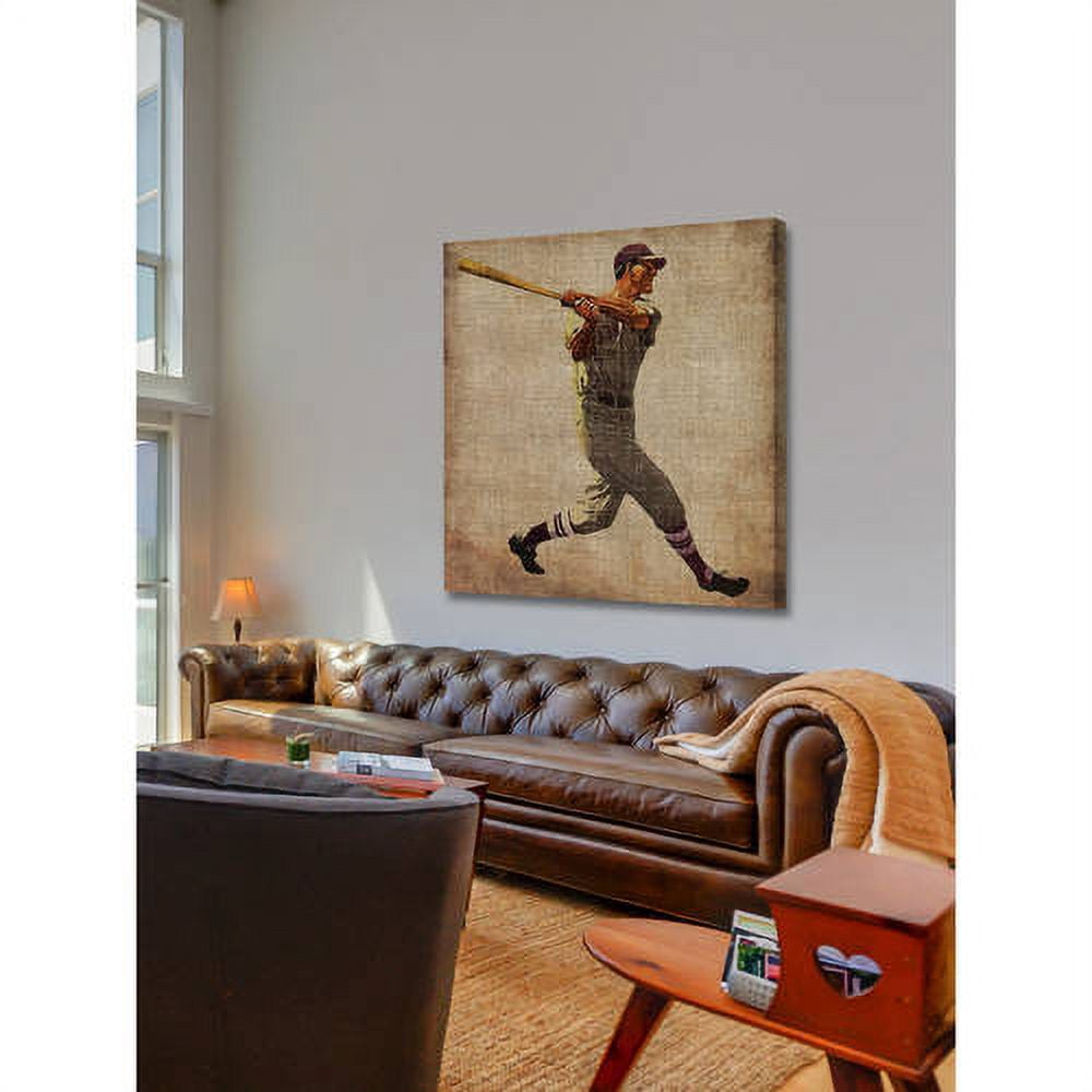 Marmont Hill "Vintage Baseball Swing" Painting Print on Wrapped Canvas