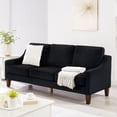thumbnail image 4 of Modern 3-Seater Velvet Sofa Couch with Scooped Armrest and Wooden Legs, Black Upholstered 3-Person Sofa for Living Room or Bedroom, Contemporary Comfortable Seating, 4 of 9