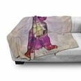 thumbnail image 3 of Cat Soft Flannel Fleece Throw Blanket, Geometrc Digital Color Robot Cat with Technologic Patterns Little Retro Art, Cozy Plush for Indoor and Outdoor Use, 50" x 60", Pink Fuchsia, by Ambesonne, 3 of 6