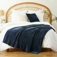 thumbnail image 4 of Navy Blue Chenille Throw for Couch Bed,Soft Navy Knit Blanket, Housewarming Gifts, 51"x 67", 4 of 9