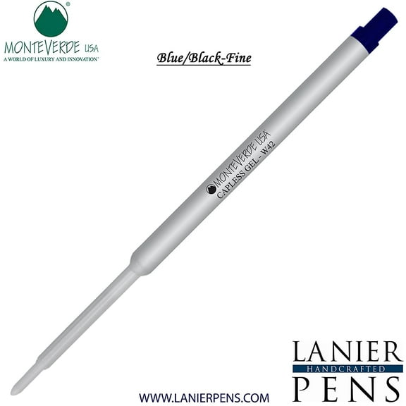 Lanier Combo Pack - 1 Pack - Monteverde Capless Ballpoint W42 Gel Ink Refill Compatible with most Waterman Style Ballpoint Pens - BlueBlack (Fine Tip 0.6mm)
