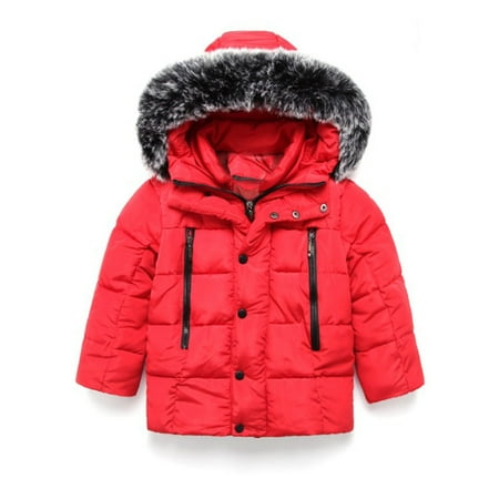 

TAIAOJING Toddler Jacket Kids Children Baby Winter Solid Button Warm Girls Hooded Coat Outwear 3-4 Years