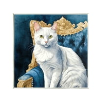Stupell Industries White Cat & Ornate Chair Animals & Insects Painting Unframed Art Print Wall Art, 12 x 12
