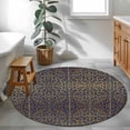 thumbnail image 3 of Round Rugs 3Ft, Vintage Brown Round Area Rug Washable Indoor Throw Carpet, Retro Abstract Mediterranean Style Art Small Non Slip Circle Rug for Bedroom Living Room Home Decor Aesthetic, 3 of 8