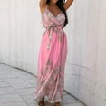 thumbnail image 4 of Vestidos para mujer Maxi vestido de moda bohemio con cuello en V suelto sin mangas estampado hasta el tobillo vestido Odeerbi  ODB-5, 4 of 9