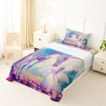 thumbnail image 5 of Erosebridal Cartoon Animal Unicorn Kids Twin Sheet Sets,Dreamy Princess Style Oi Painting Bedding For Girls 3 Pieces, 5 of 6