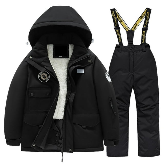 Hiiyo Children's Ski Suit Fleece Multi Pocket Jacket and Pants Winter Warm Snowsuits