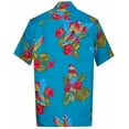 thumbnail image 3 of Hawaiian Shirt 39 Mens Parrot Print Beach Aloha Party Turquoise 4XL, 3 of 4