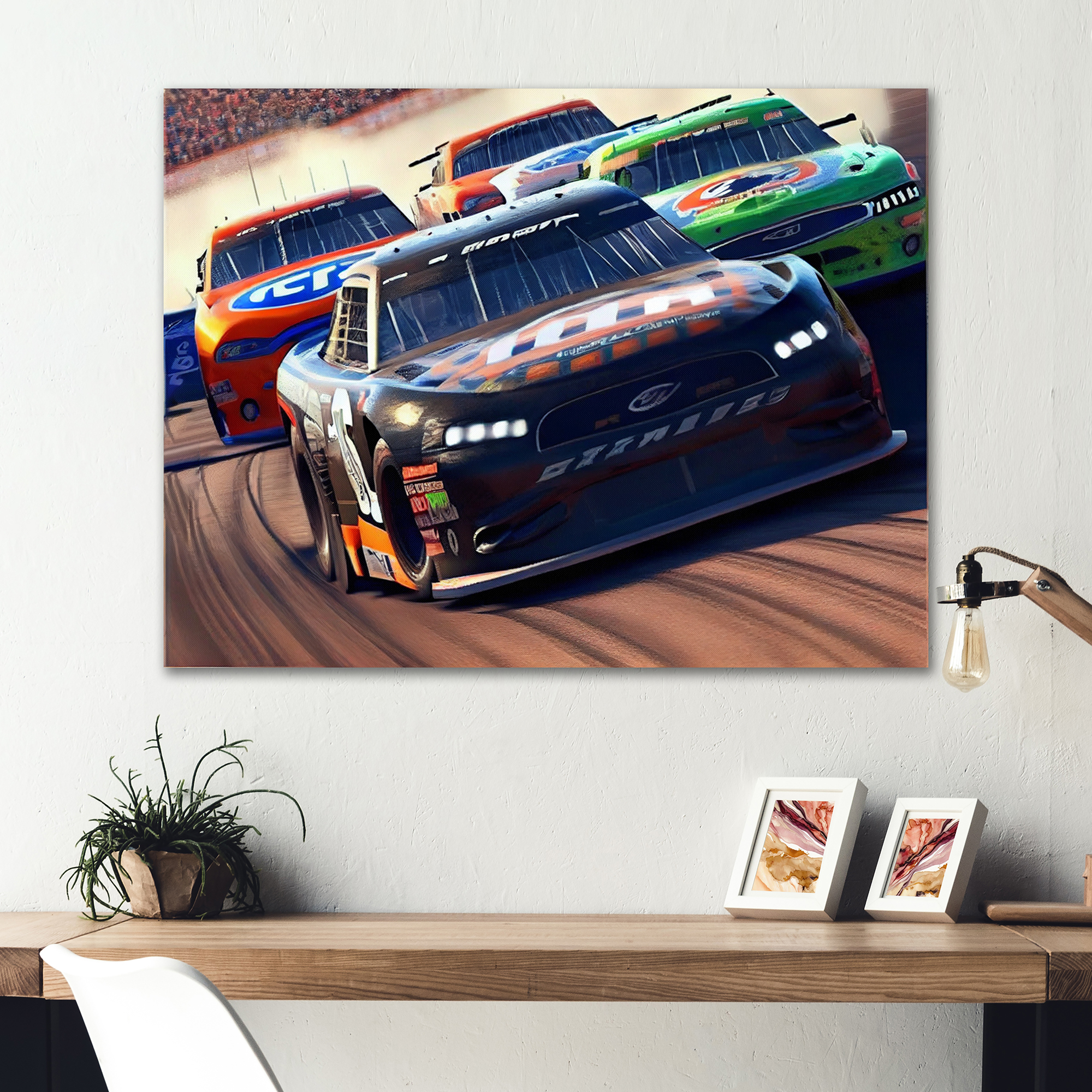 Designart Stock Car Racing Last Lap III Canvas Wall Art