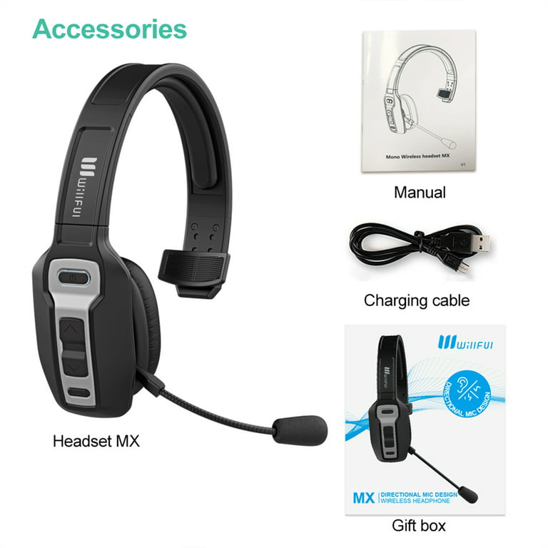 Willful MX Bluetooth Headset with Noise Cancelling Microphone, Mute Function for Driver, Business, Office, PC, Skype, Zoom - Walmart.com