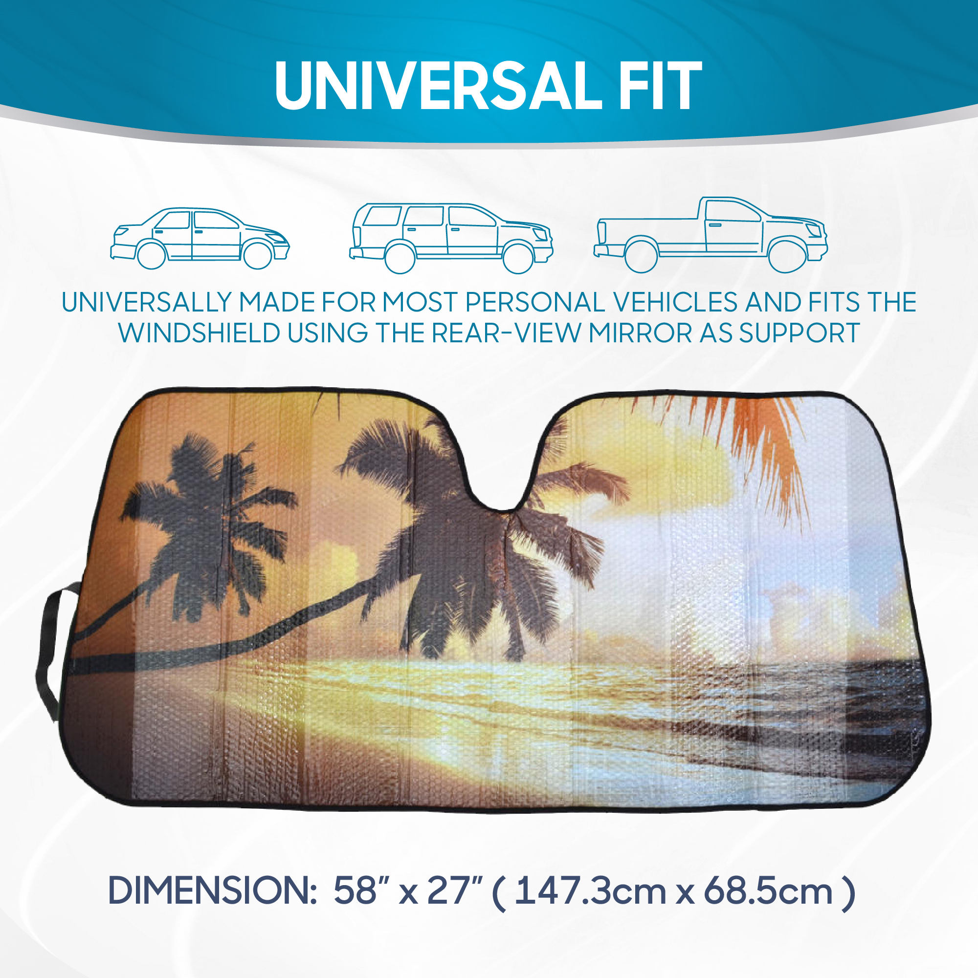 BDK Golden Sunset Windshield Sun Shade Accordion Fold photo 5