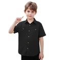thumbnail image 3 of Hiijoy Summer Boys Short Sleeve Shirt Casual Solid Button Down Pocket Shirt, Sizes 13-14, 3 of 3