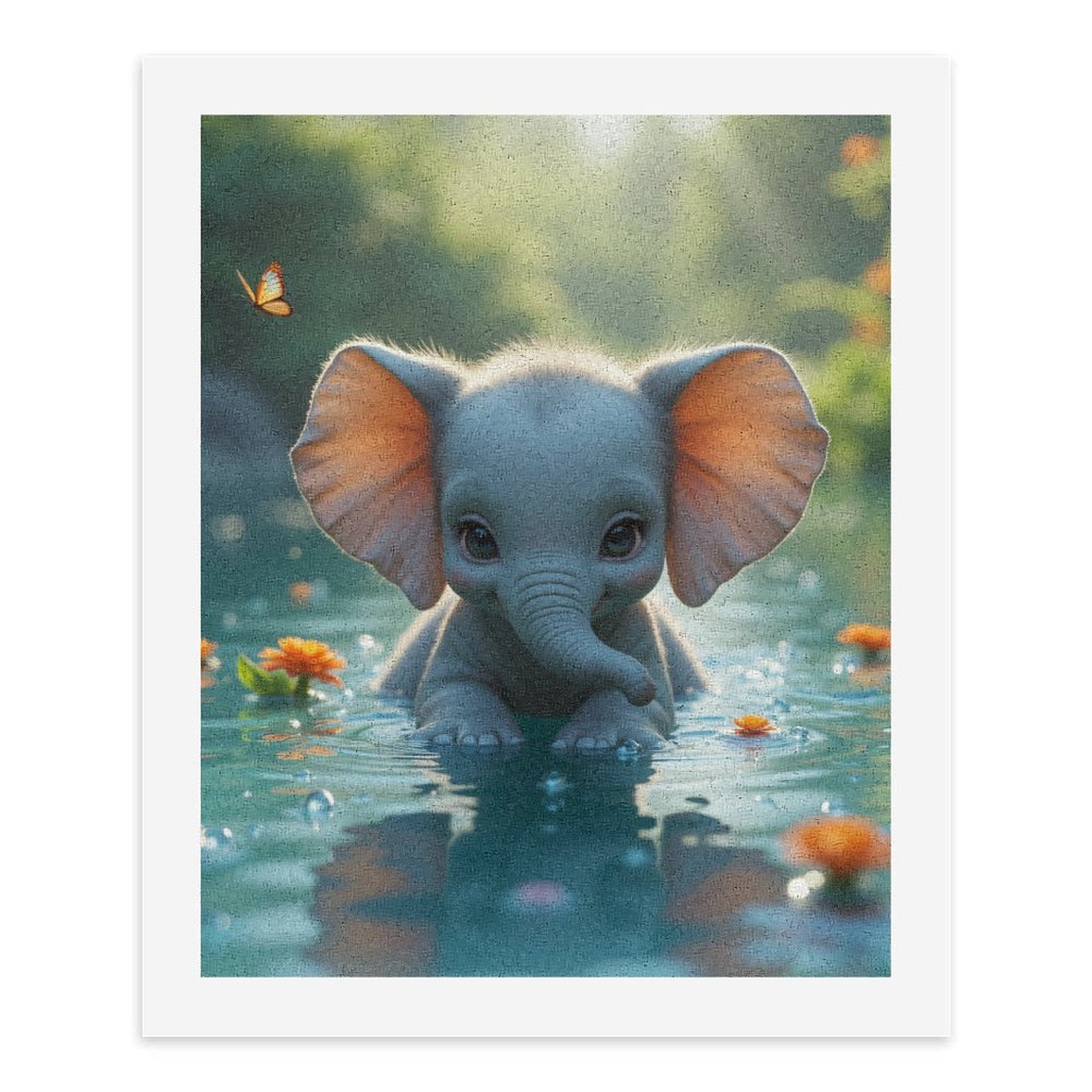Paint by Numbers Kit for Adults, Cute Elephant In Water Scene Paint by Numbers, Easy Paint by Numbers Kit for Adults Beginner, DIY Adult Paint by Number Kits on Canvas, Home Decor